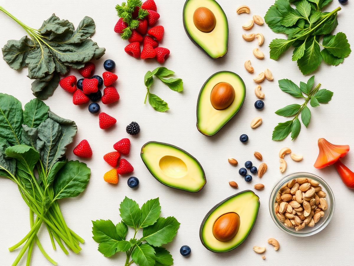 Fresh whole foods flat lay